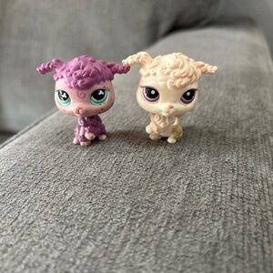 Littlest Pet Shop LPS #390 Poodle Dog Pink #561 Poodle Dog Purple Lot Of 2